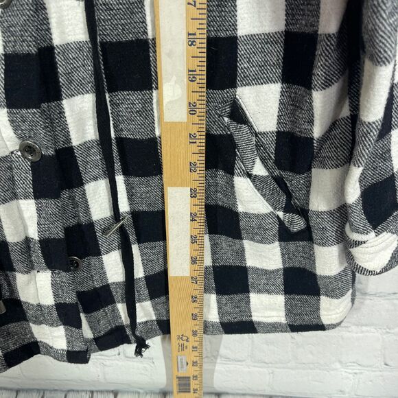 Torrid Coat Plus Women 1X Check Black White Chore Utility Jacket Cotton Shacket - Picture 10 of 13